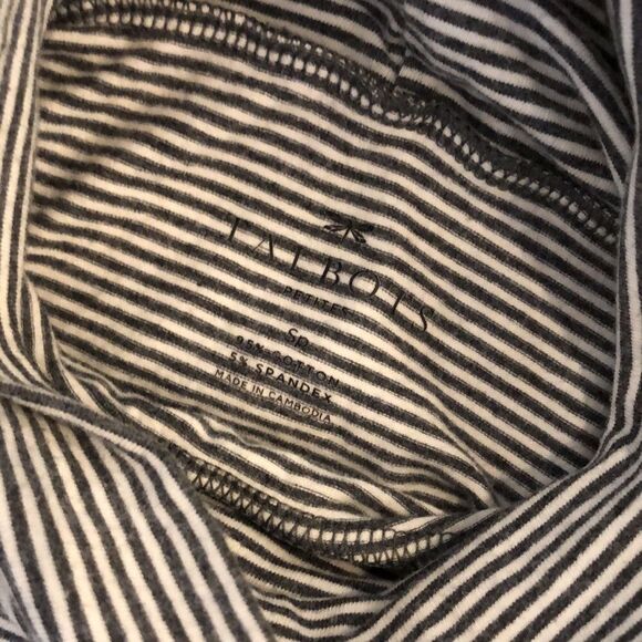 Talbots Petite Black/White Striped Turtleneck (Sp) - Picture 2 of 4